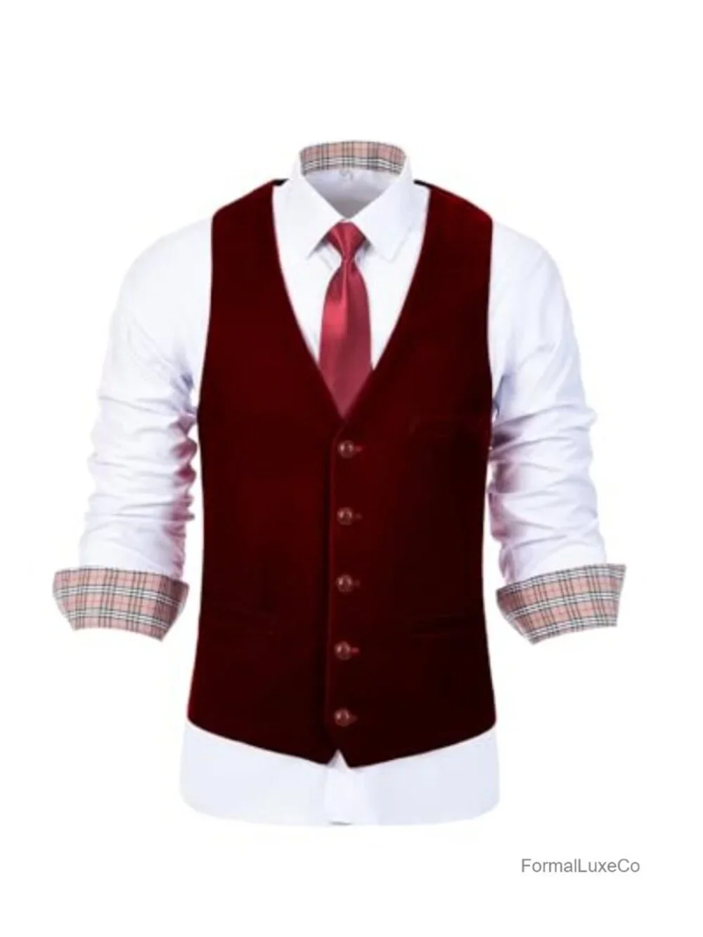Slim Fit Velvet Men's Suit Vest V-Neck 4 Button Formal Waistcoat